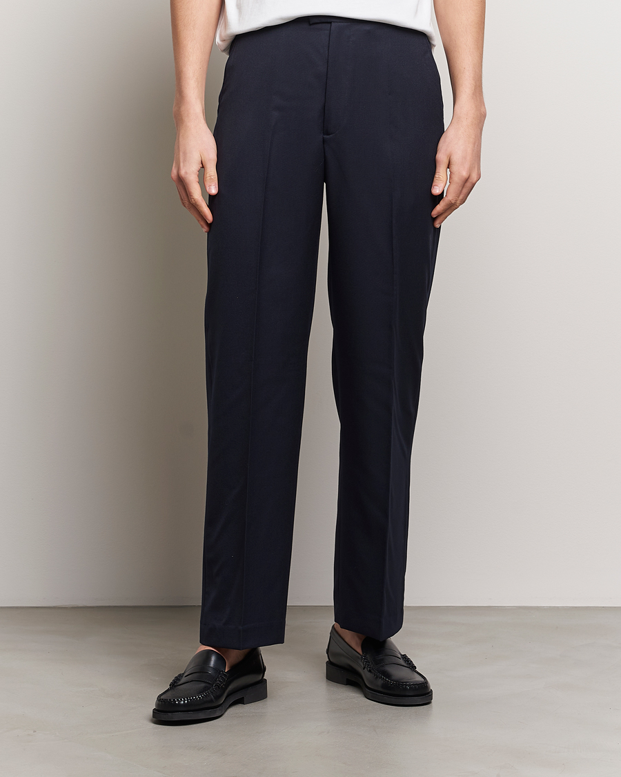 Heren | Afdelingen | A Day\'s March | Edward Relaxed Wool Trousers Navy