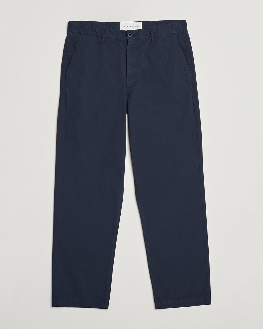 Heren | Broeken | A Day's March | Redwood Light Cotton Trousers Navy