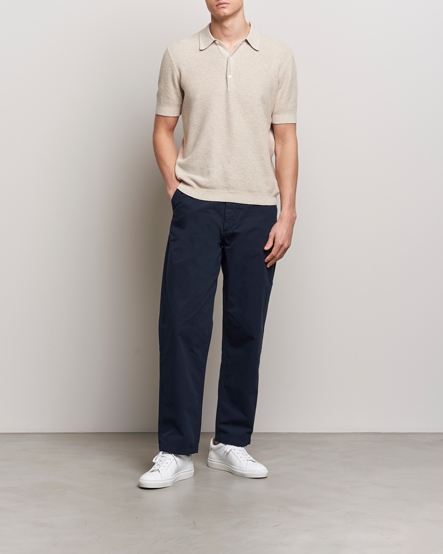 Heren | Broeken | A Day's March | Redwood Light Cotton Trousers Navy