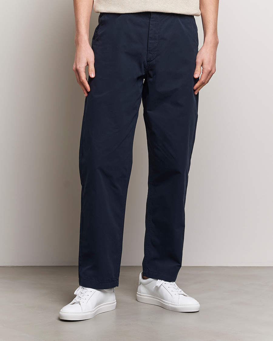 Heren | Formele broeken | A Day's March | Redwood Light Cotton Trousers Navy