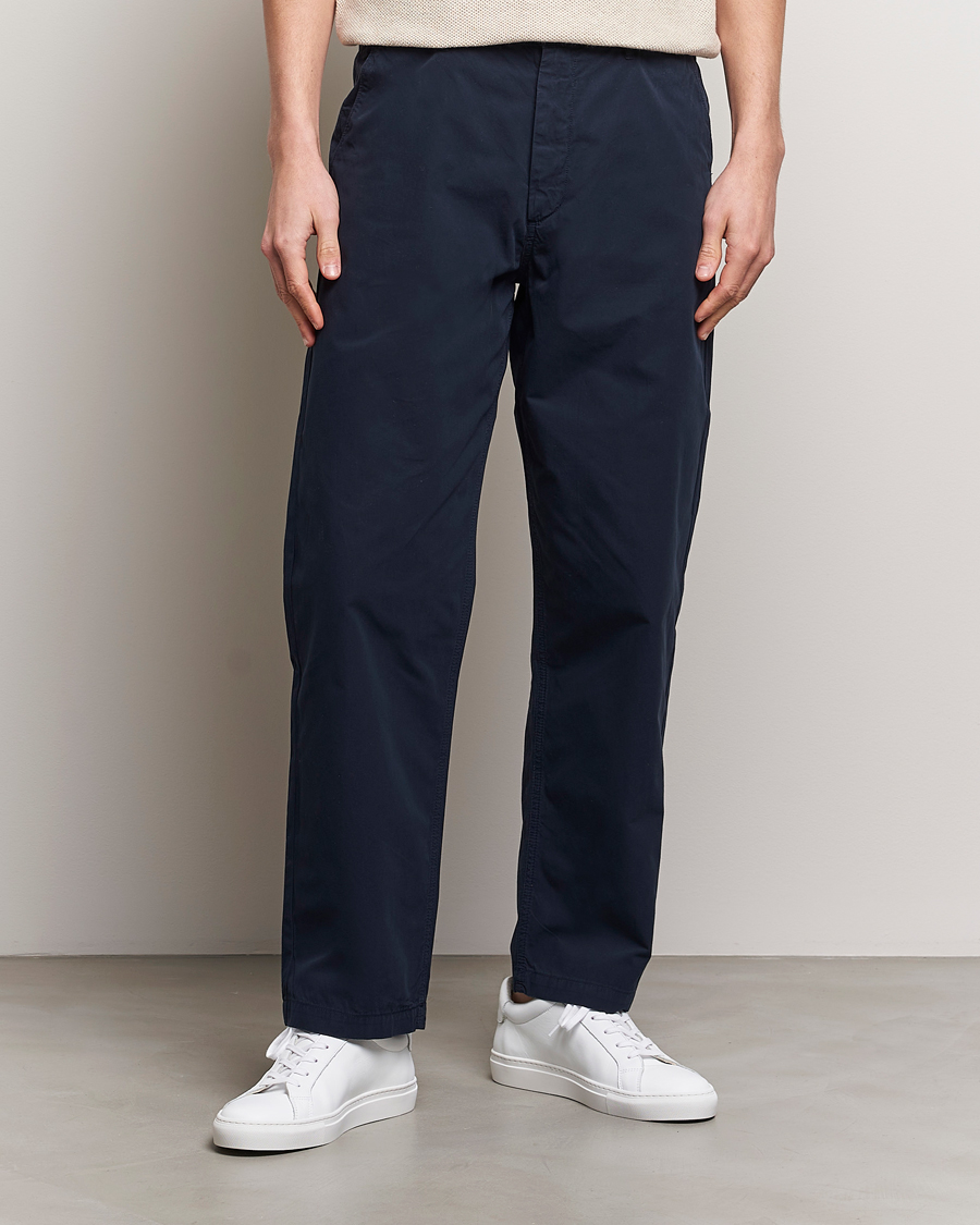 Heren | Broeken | A Day's March | Redwood Light Cotton Trousers Navy