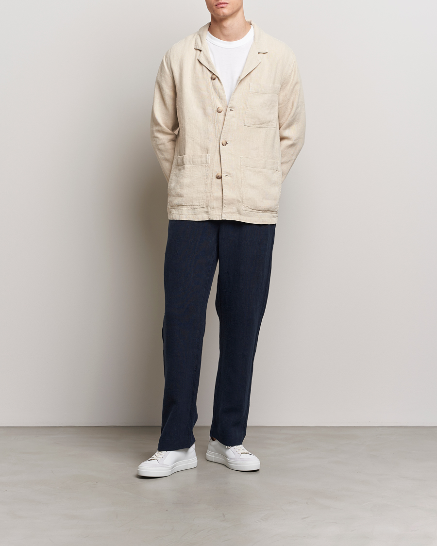 Heren |  | A Day\'s March | Bangher Linen Overshirt Oyster