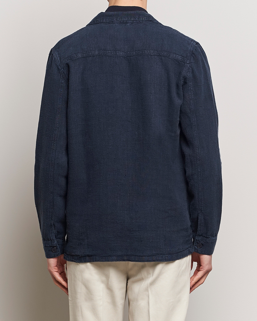 Heren | Jassen | A Day's March | Banagher Linen Overshirt Navy