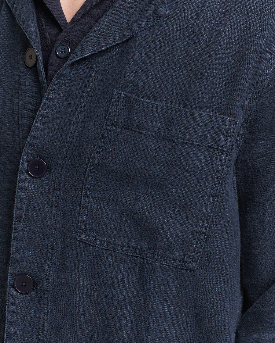 Heren | Jassen | A Day's March | Banagher Linen Overshirt Navy