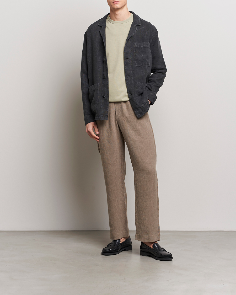 Heren | Overhemden | A Day's March | Bangher Linen Overshirt Black