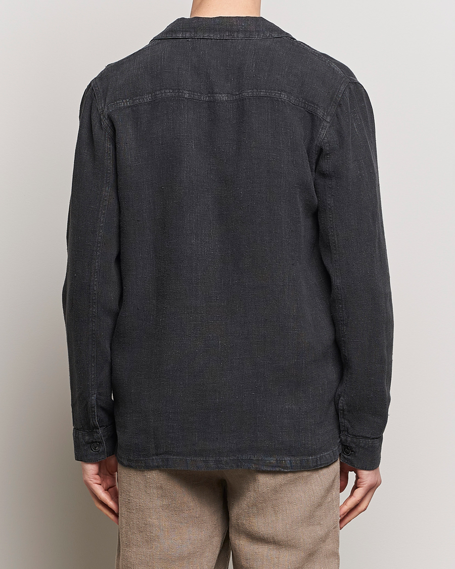 Heren | Overhemden | A Day's March | Bangher Linen Overshirt Black