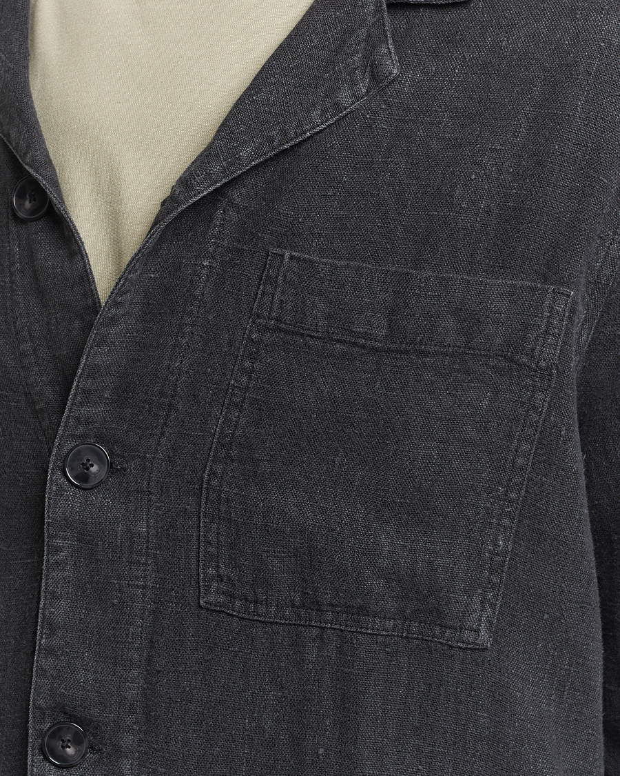 Heren | Overhemden | A Day's March | Bangher Linen Overshirt Black