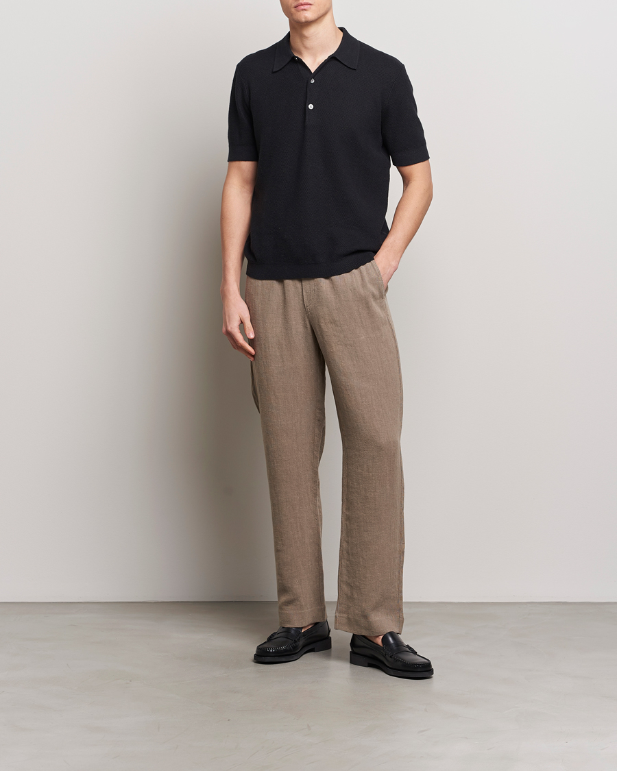 Heren | Polo's | A Day's March | Rosehall Popcorn Stitch Polo Black