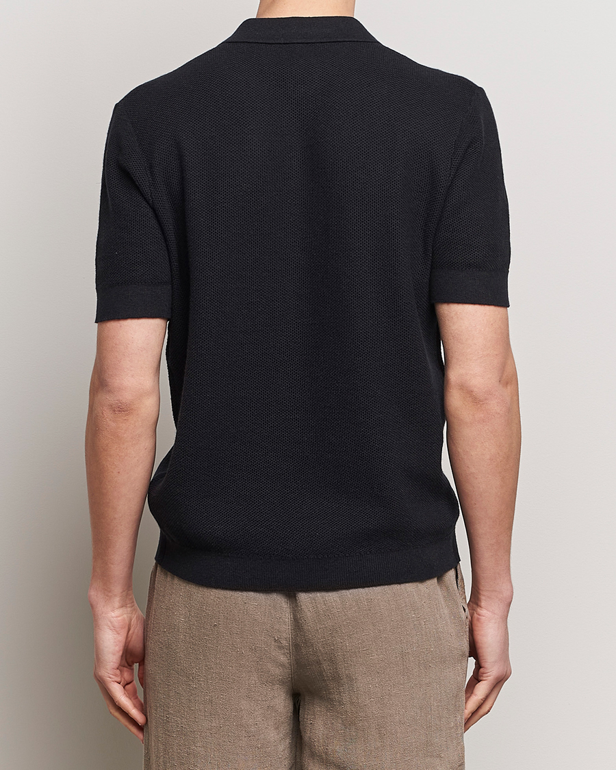 Heren | Polo's | A Day's March | Rosehall Popcorn Stitch Polo Black