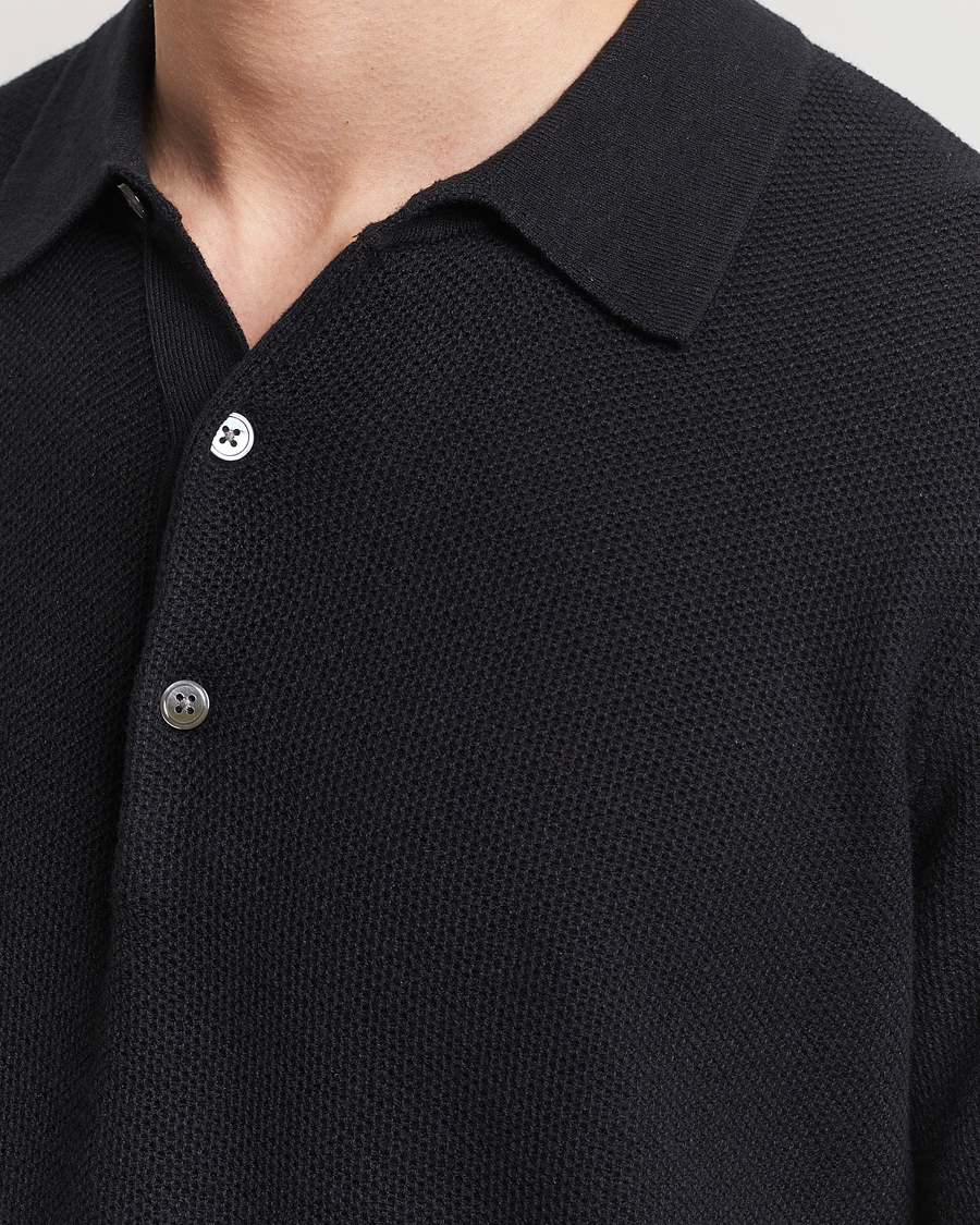 Heren | Polo's | A Day's March | Rosehall Popcorn Stitch Polo Black
