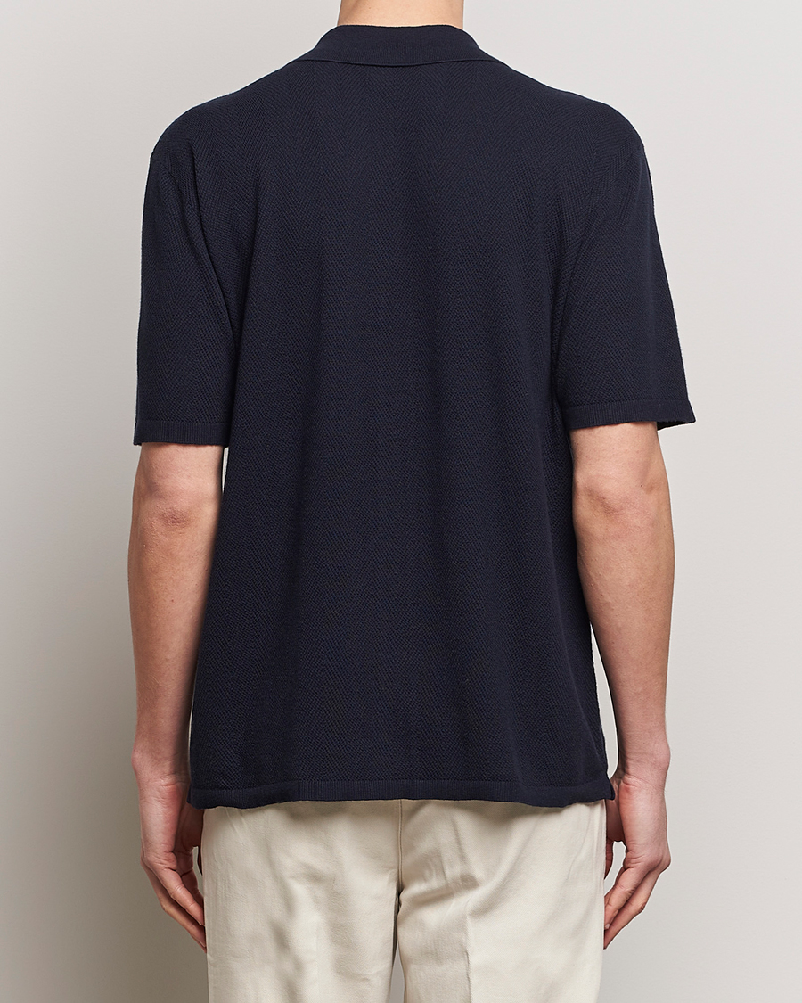 Heren | Overhemden | A Day's March | Yamu Knitted Herringbone Shirt Navy