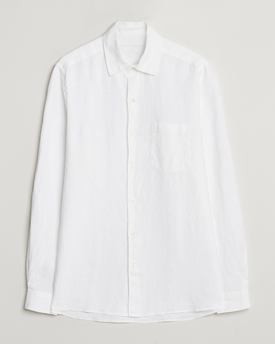 Heren | Overhemden | A Day's March | Abu Linen Shirt White