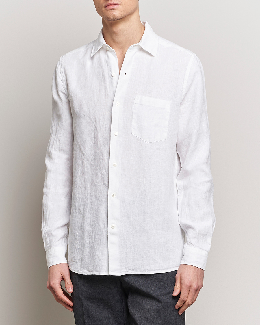 Heren | Casual | A Day's March | Abu Linen Shirt White