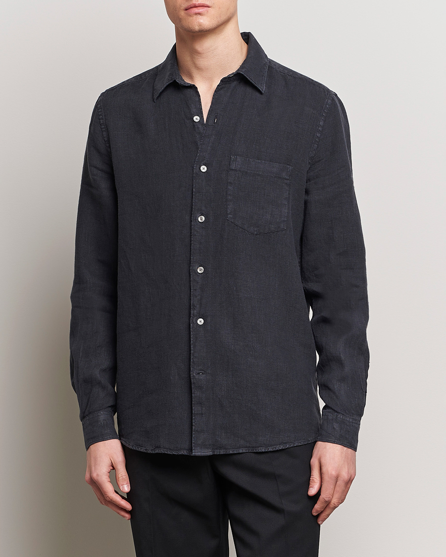 Heren | Overhemden | A Day's March | Abu Linen Shirt Off Black