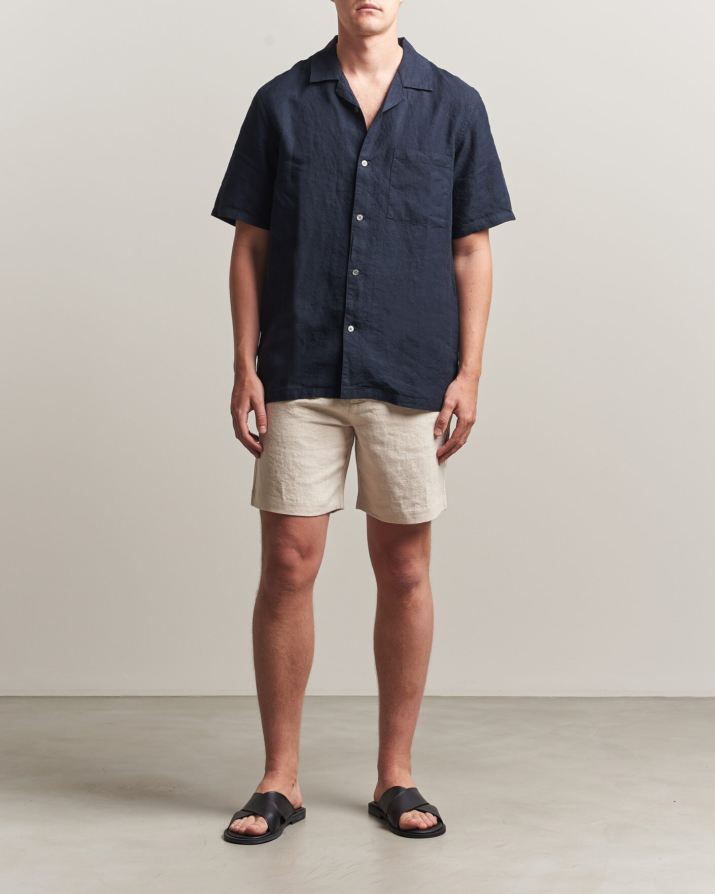 Heren | Korte broek | A Day's March | Luny Linen Shorts Oyster