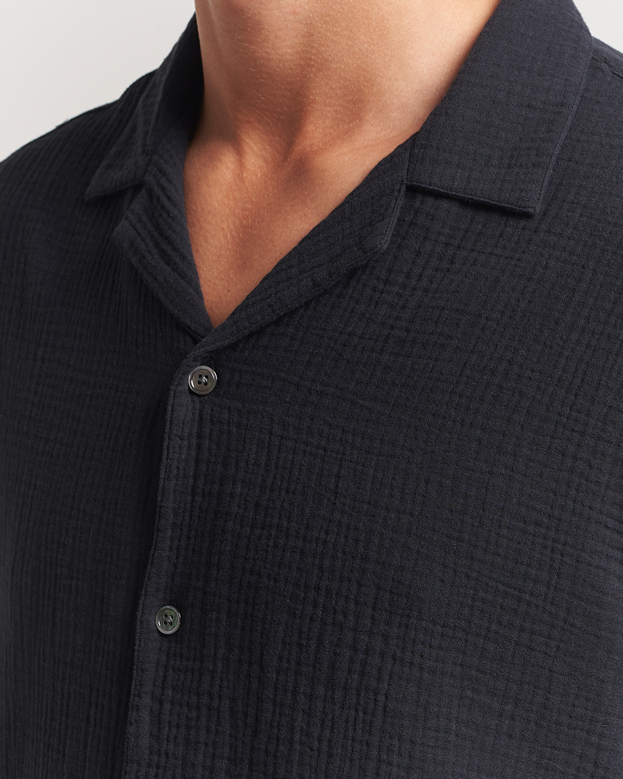 Heren | Overhemden | A Day's March | Clapton Structured Cotton Shirt Off Black