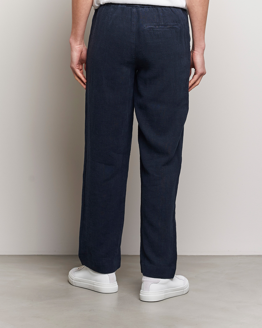 Heren | Broeken | A Day's March | Tamiat Drawstring Linen Trousers Navy