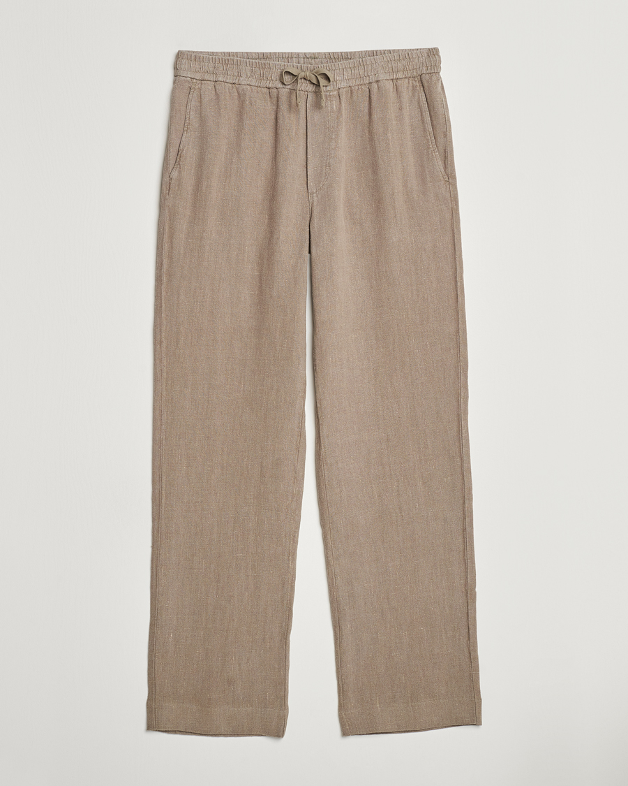 Heren | Broeken | A Day's March | Tamiat Drawstring Linen Trousers Clay