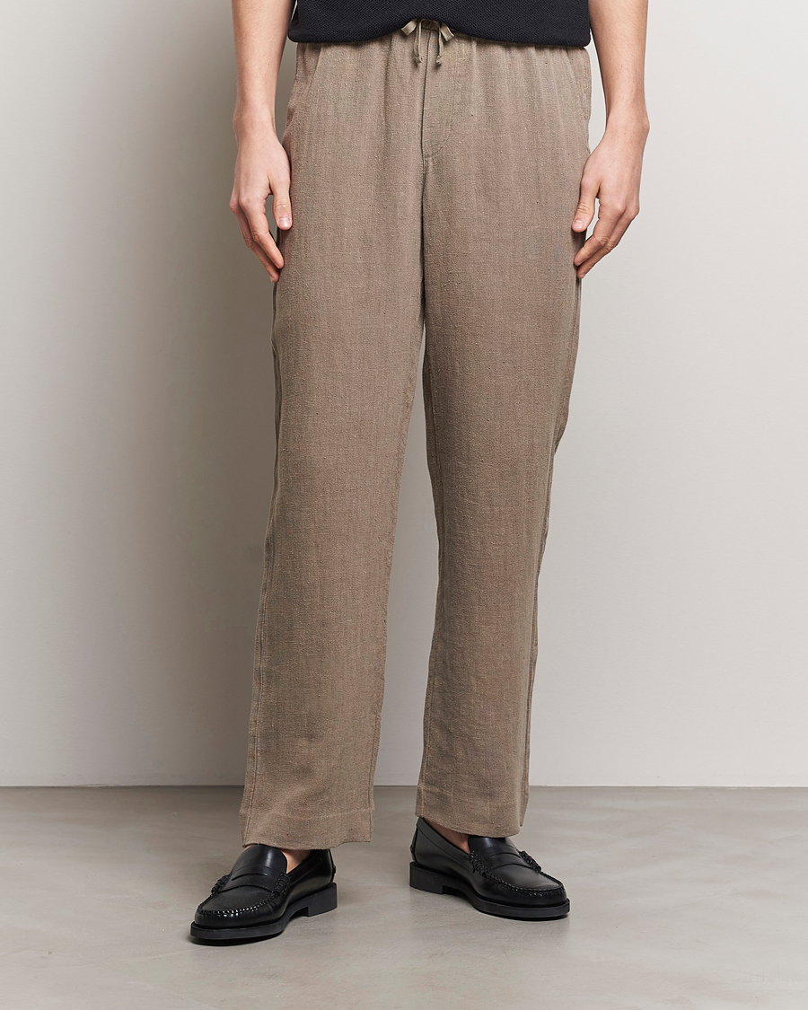 Heren | A Day's March | A Day's March | Tamiat Drawstring Linen Trousers Clay