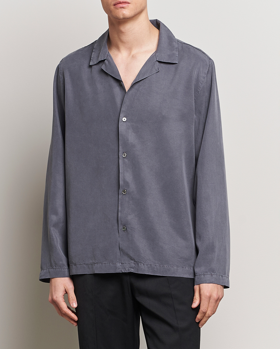 Heren | Casual | A Day's March | Chase Camp Collar Lyocell Shirt Dark Grey