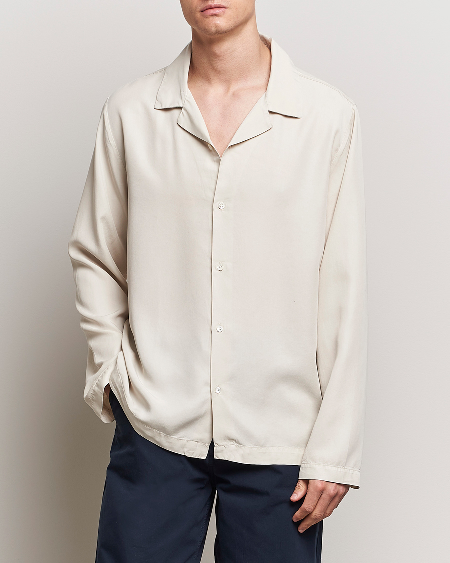 Heren | Nieuws | A Day's March | Chase Camp Collar Lyocell Shirt Oyster