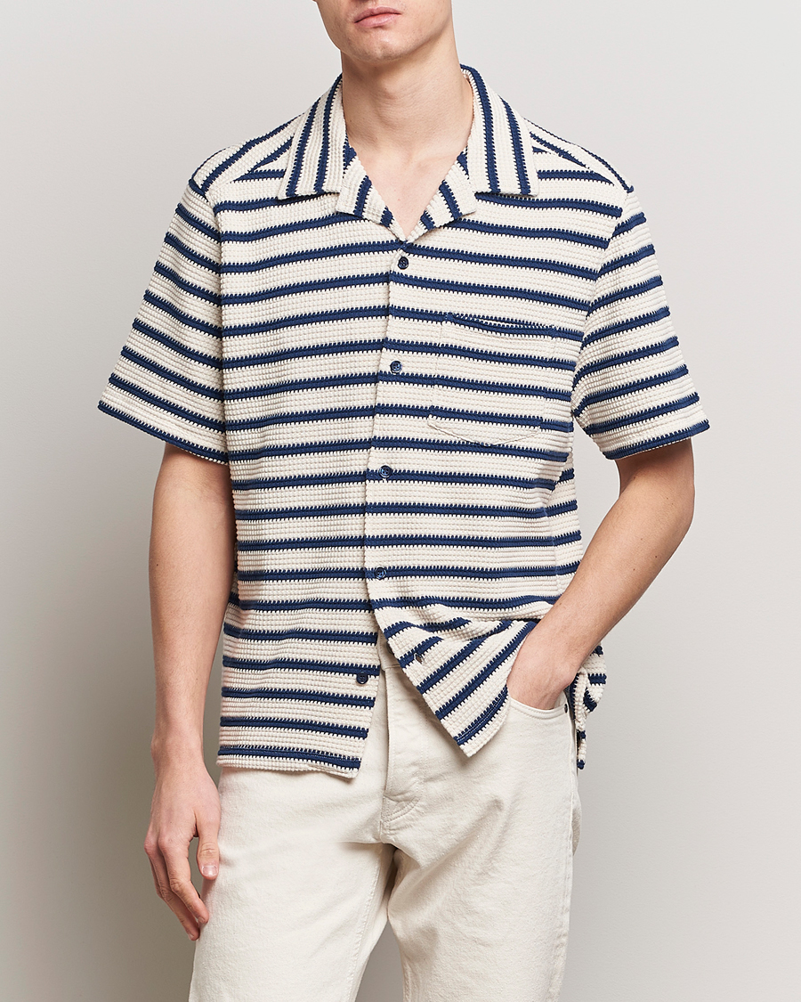Heren | Overhemden | J.Lindeberg | Tiro Resort Stripe Shirt Estate Blue