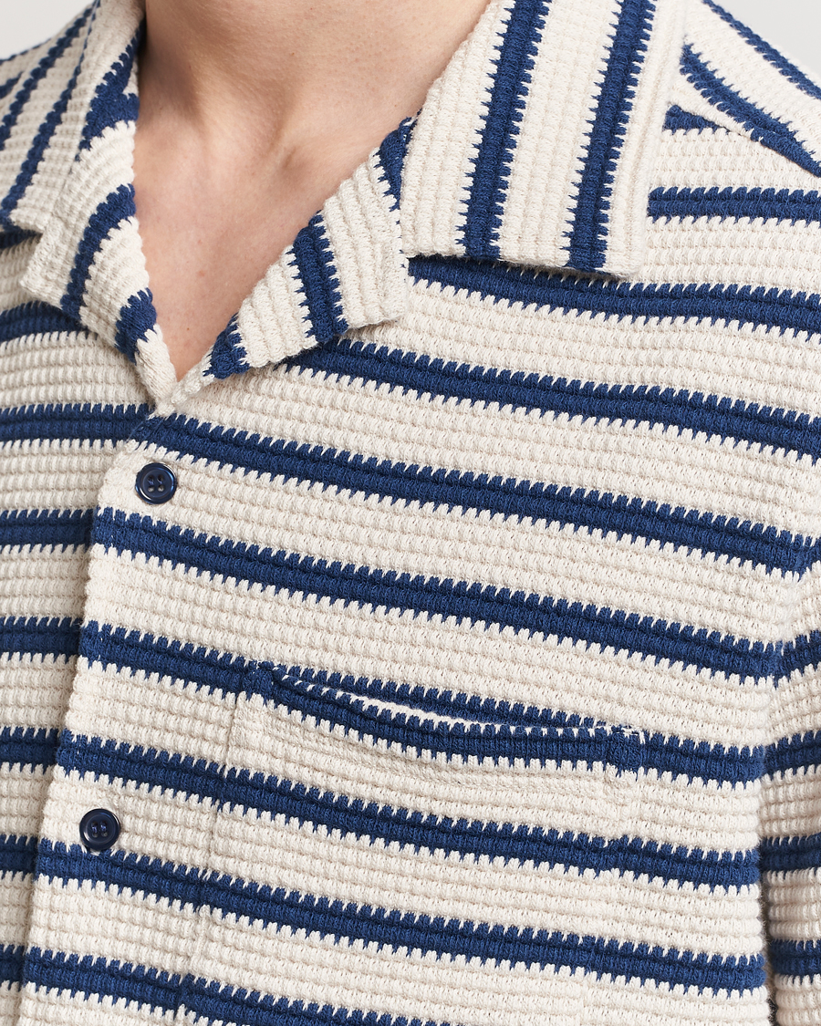 Heren | Overhemden | J.Lindeberg | Tiro Resort Stripe Shirt Estate Blue