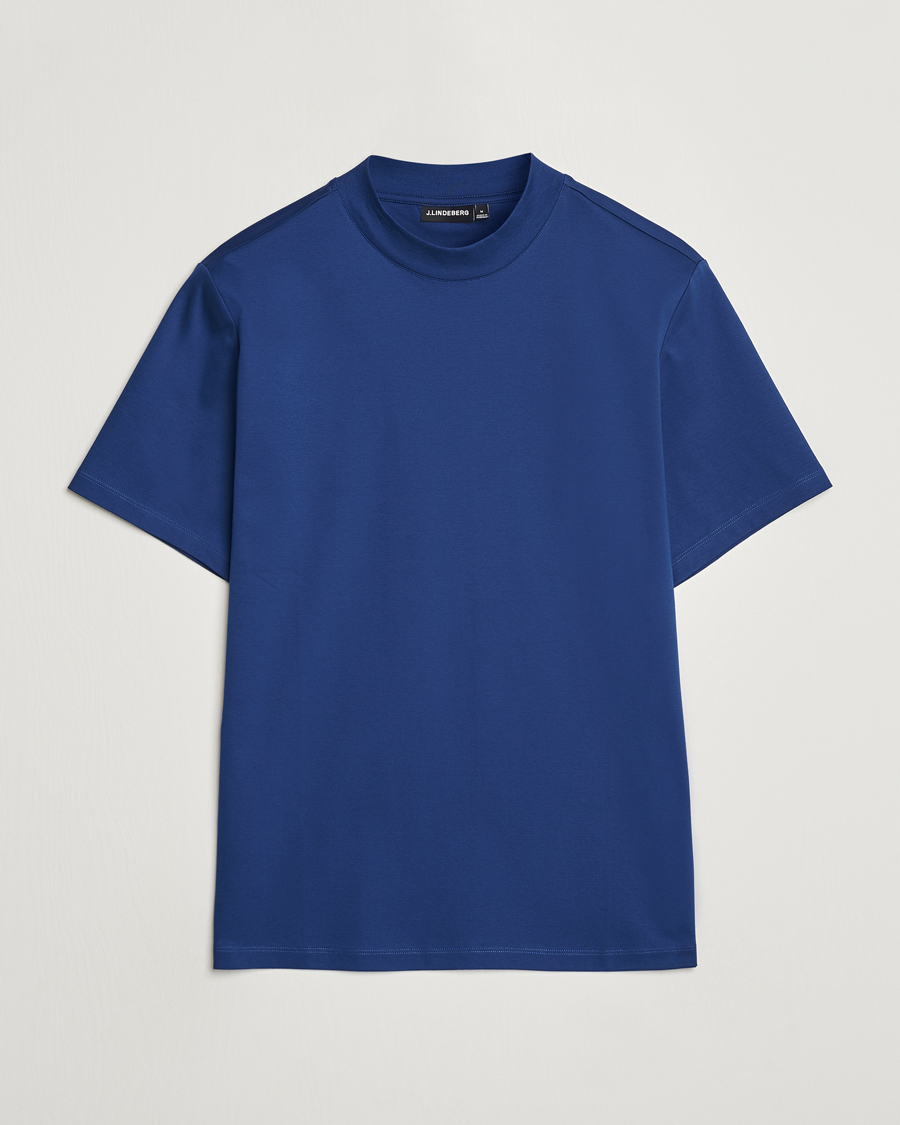 Heren | T-shirts | J.Lindeberg | Ace Mock Neck T-Shirt Estate Blue