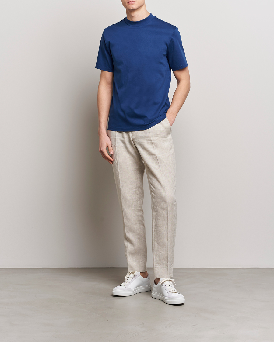 Heren | T-shirts | J.Lindeberg | Ace Mock Neck T-Shirt Estate Blue