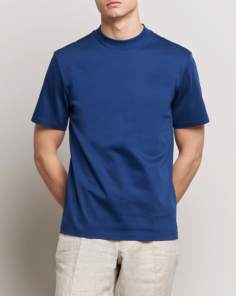Heren | T-shirts met korte mouwen | J.Lindeberg | Ace Mock Neck T-Shirt Estate Blue
