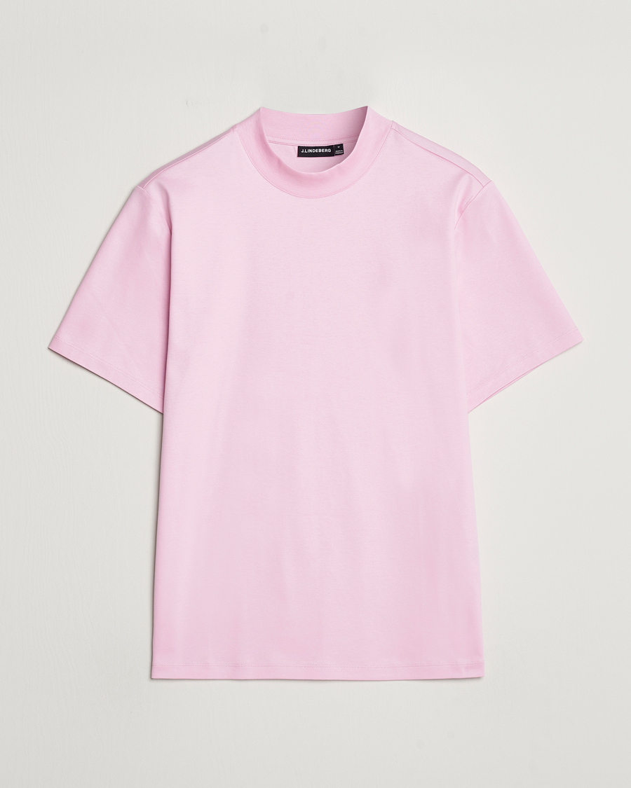 Heren | T-shirts | J.Lindeberg | Ace Mock Neck T-Shirt Pink Lavender