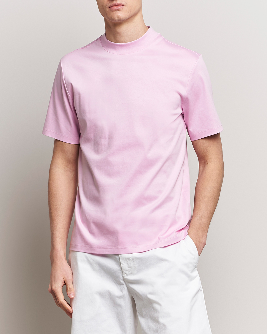 Heren | T-shirts | J.Lindeberg | Ace Mock Neck T-Shirt Pink Lavender