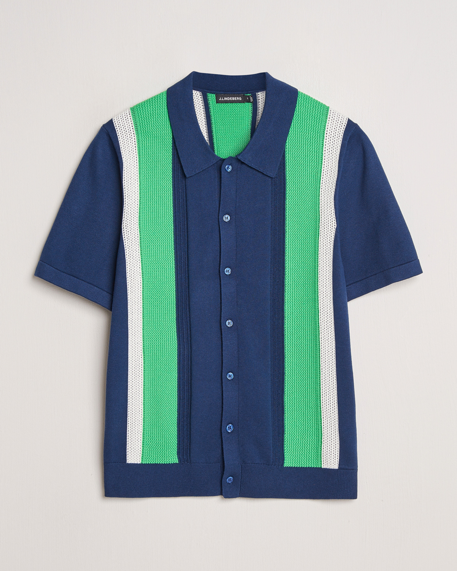 Heren | Overhemden | J.Lindeberg | Reymond Structure Knit Estate Blue