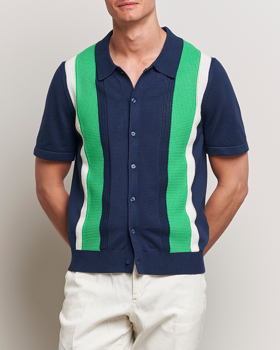 Heren | Overhemden | J.Lindeberg | Reymond Structure Knit Estate Blue