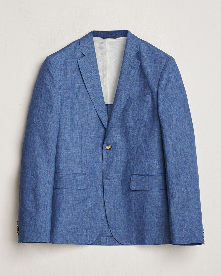 Heren | Blazers | J.Lindeberg | Hopper U Super Linen Blazer Chambray Blue