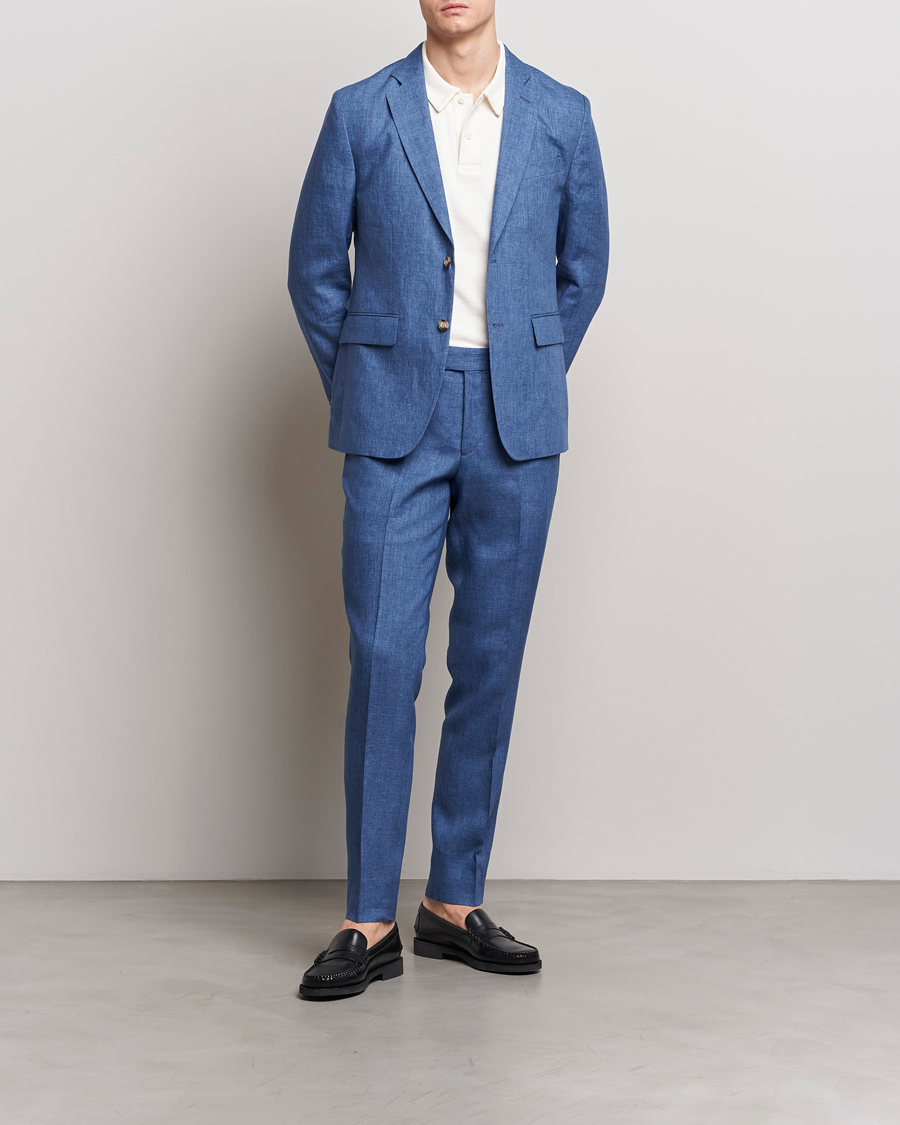 Heren | Blazers | J.Lindeberg | Hopper U Super Linen Blazer Chambray Blue