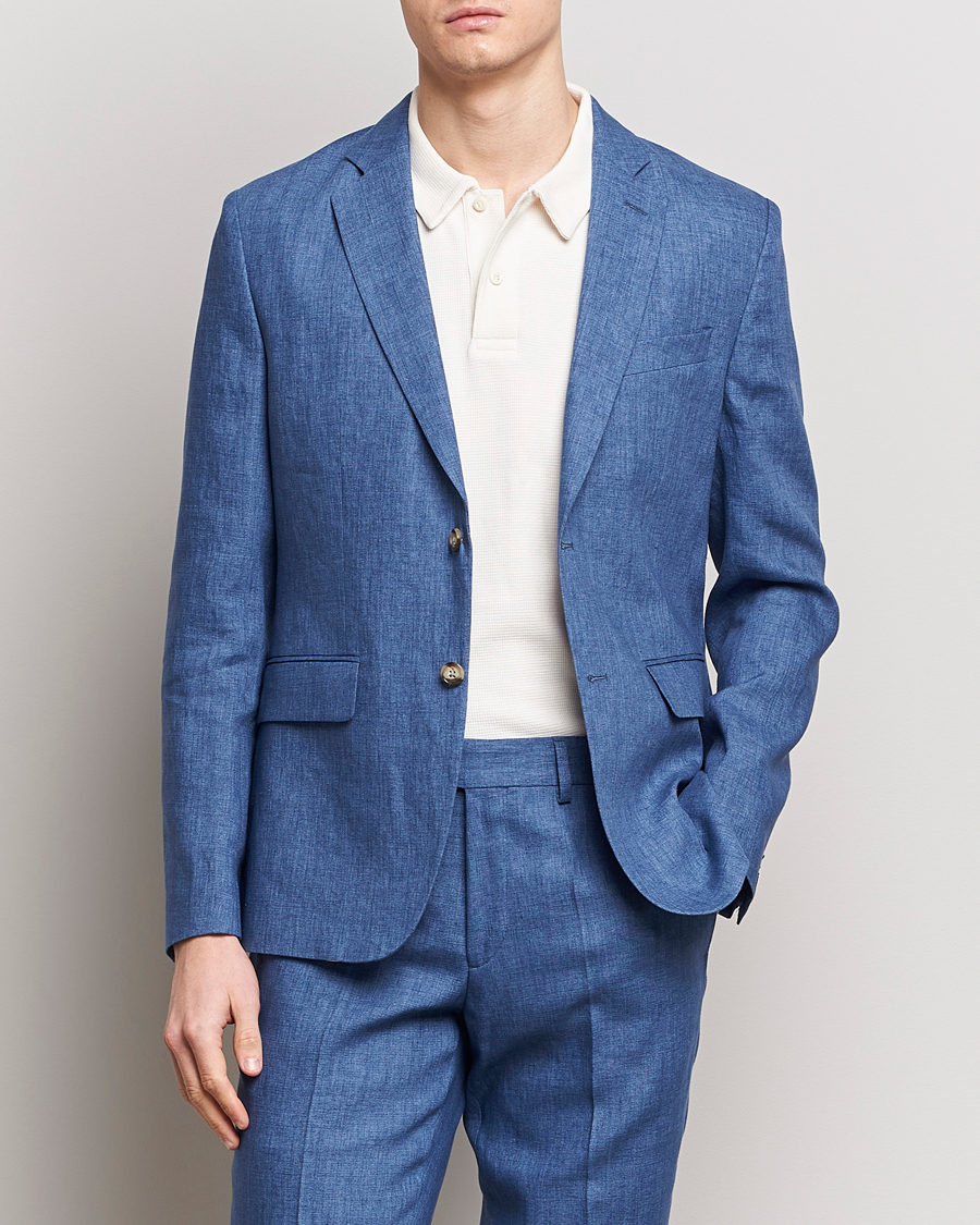 Heren | Nieuws | J.Lindeberg | Hopper U Super Linen Blazer Chambray Blue