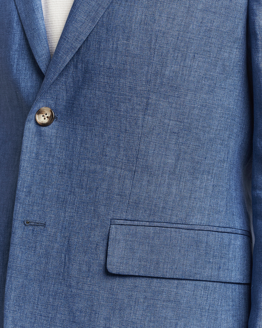 Heren | Blazers | J.Lindeberg | Hopper U Super Linen Blazer Chambray Blue
