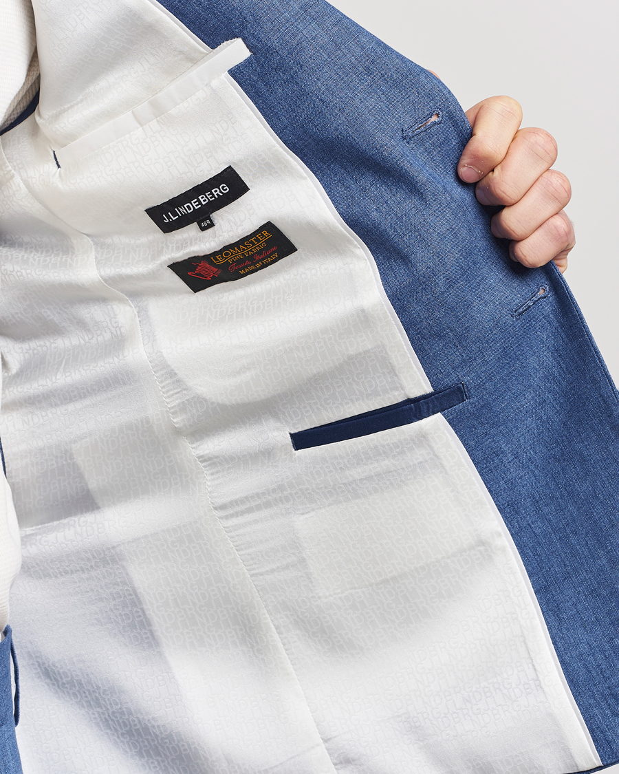 Heren | Blazers | J.Lindeberg | Hopper U Super Linen Blazer Chambray Blue