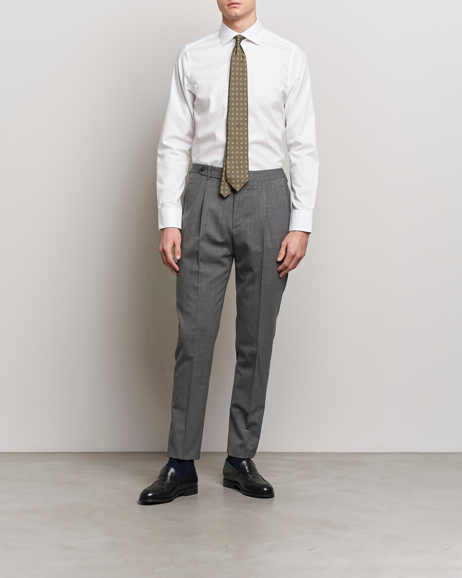 Heren | Zakelijke overhemden | Oscar Jacobson | Slim Fit Cut Away Non Iron Twill Optical White