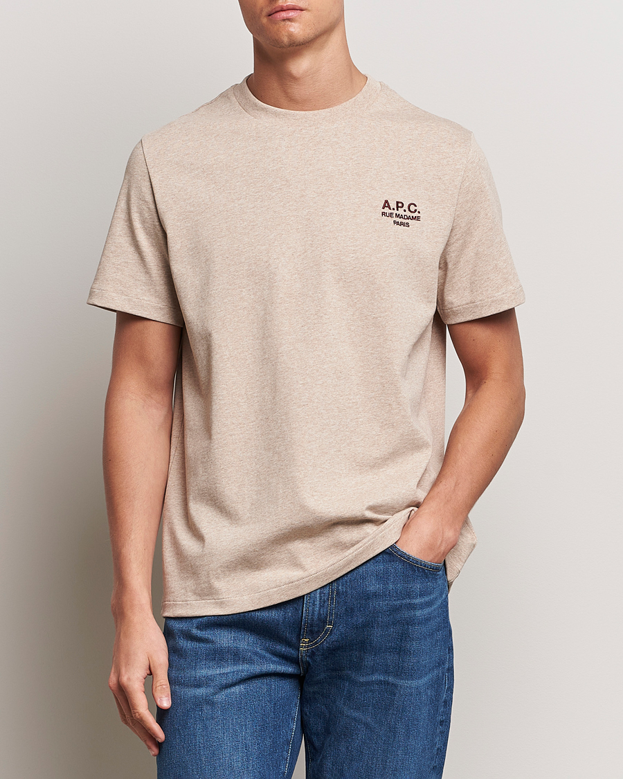 Heren | T-shirts met korte mouwen | A.P.C. | Rue Madame T-Shirt Beige Chine