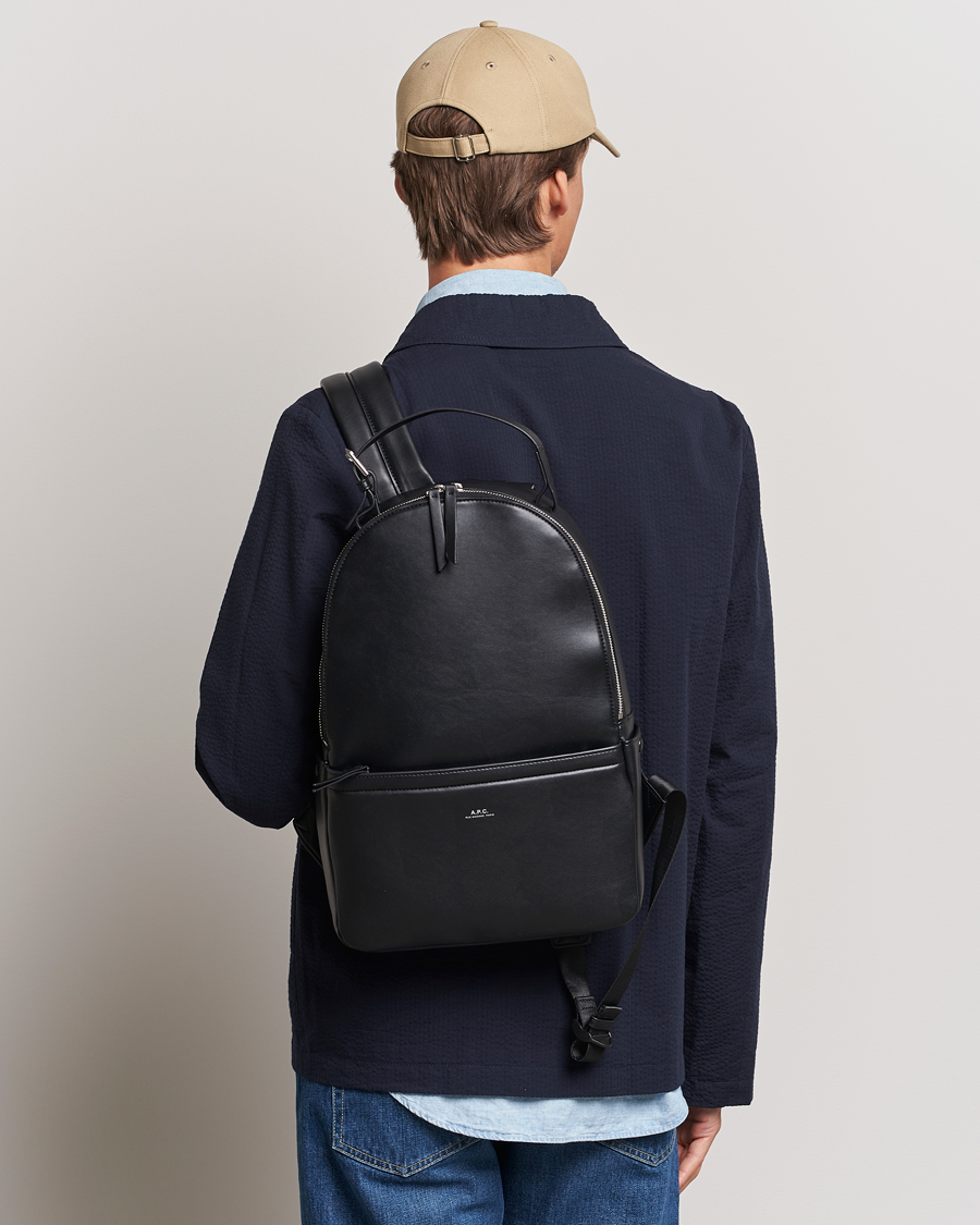 Heren |  | A.P.C. | Sac Leather Backpack Black