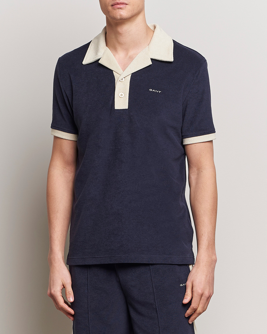 Heren | GANT | GANT | Towelling Resort Collar Polo Evening Blue