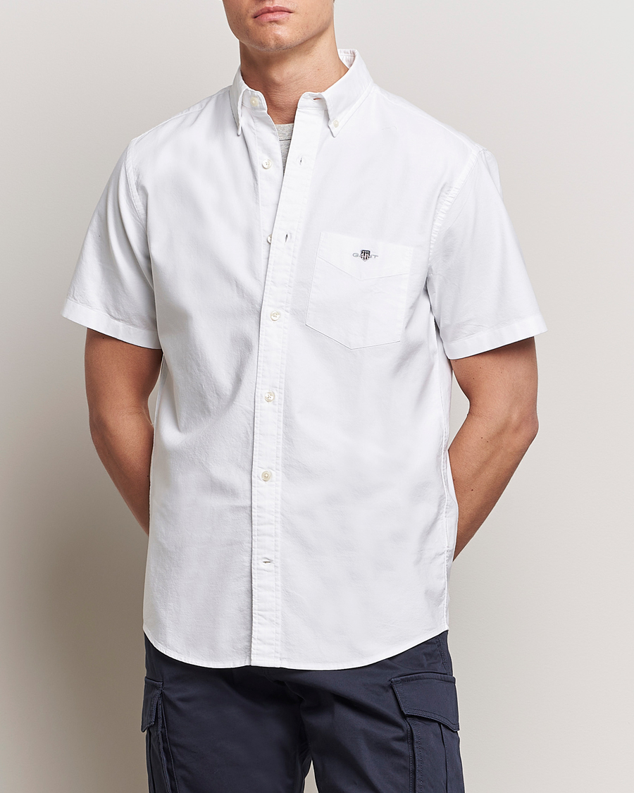 Heren | Overhemden met korte mouwen | GANT | Regular Short Sleeve Oxford Shirt White