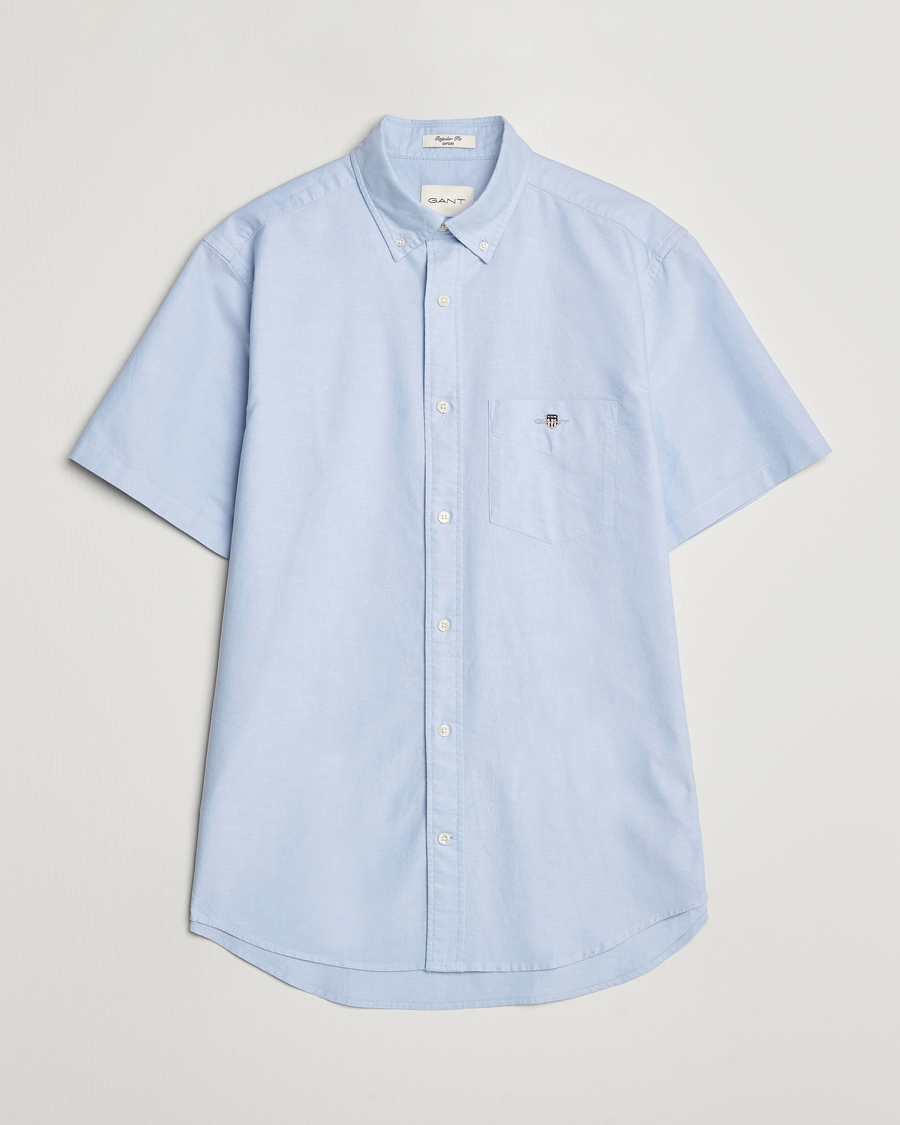 Heren | Overhemden | GANT | Regular Short Sleeve Oxford Shirt Light Blue
