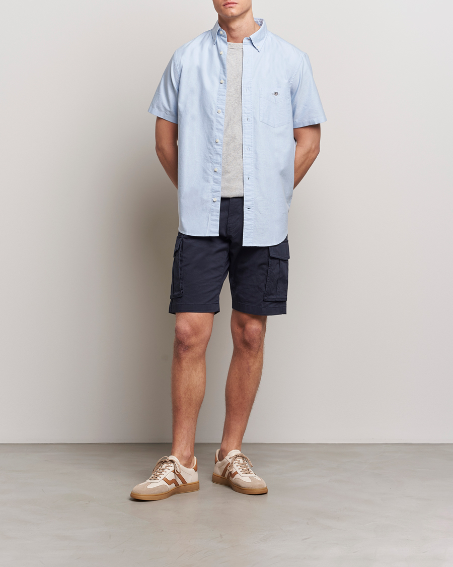 Heren | Overhemden | GANT | Regular Short Sleeve Oxford Shirt Light Blue