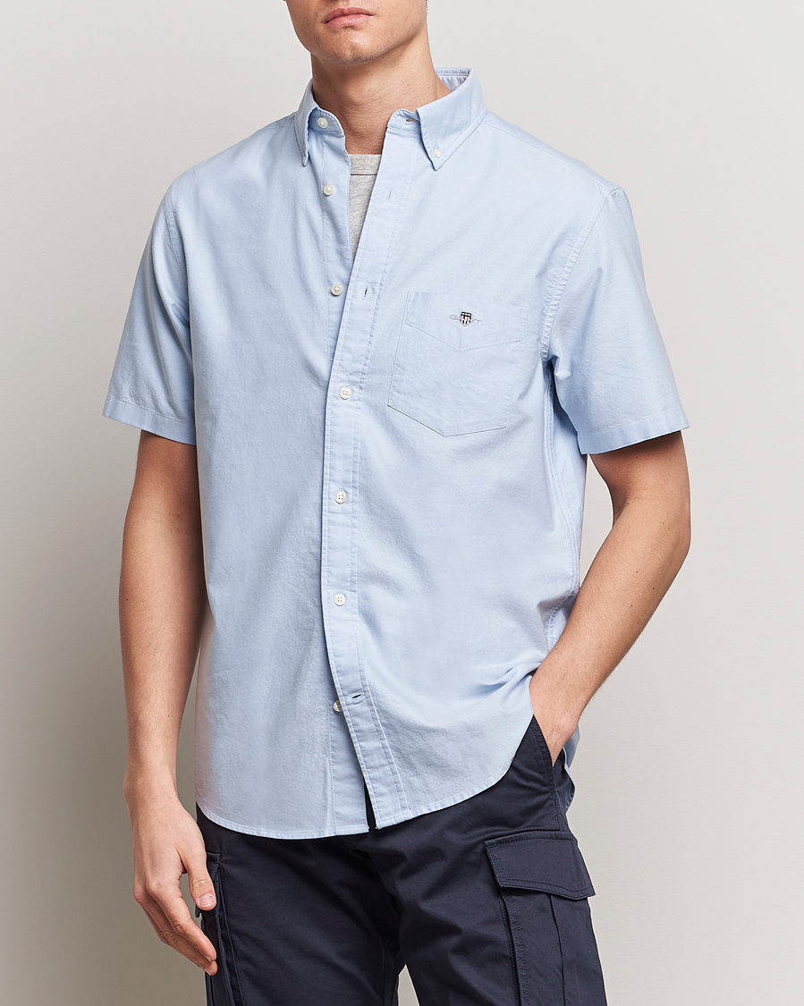 Heren | GANT | GANT | Regular Short Sleeve Oxford Shirt Light Blue