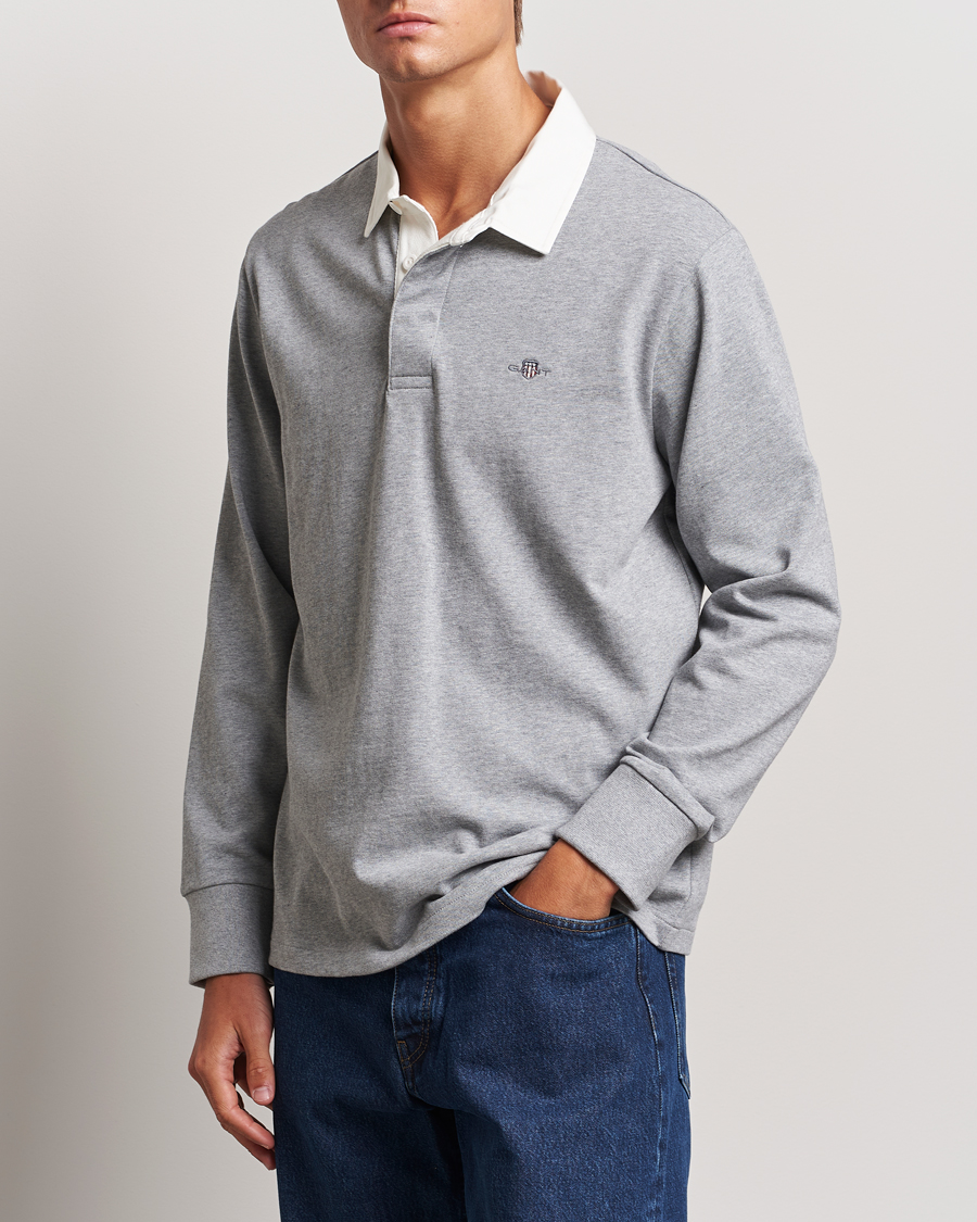 Heren | Truien | GANT | Reg Shield Heavy Rugger Grey Melange