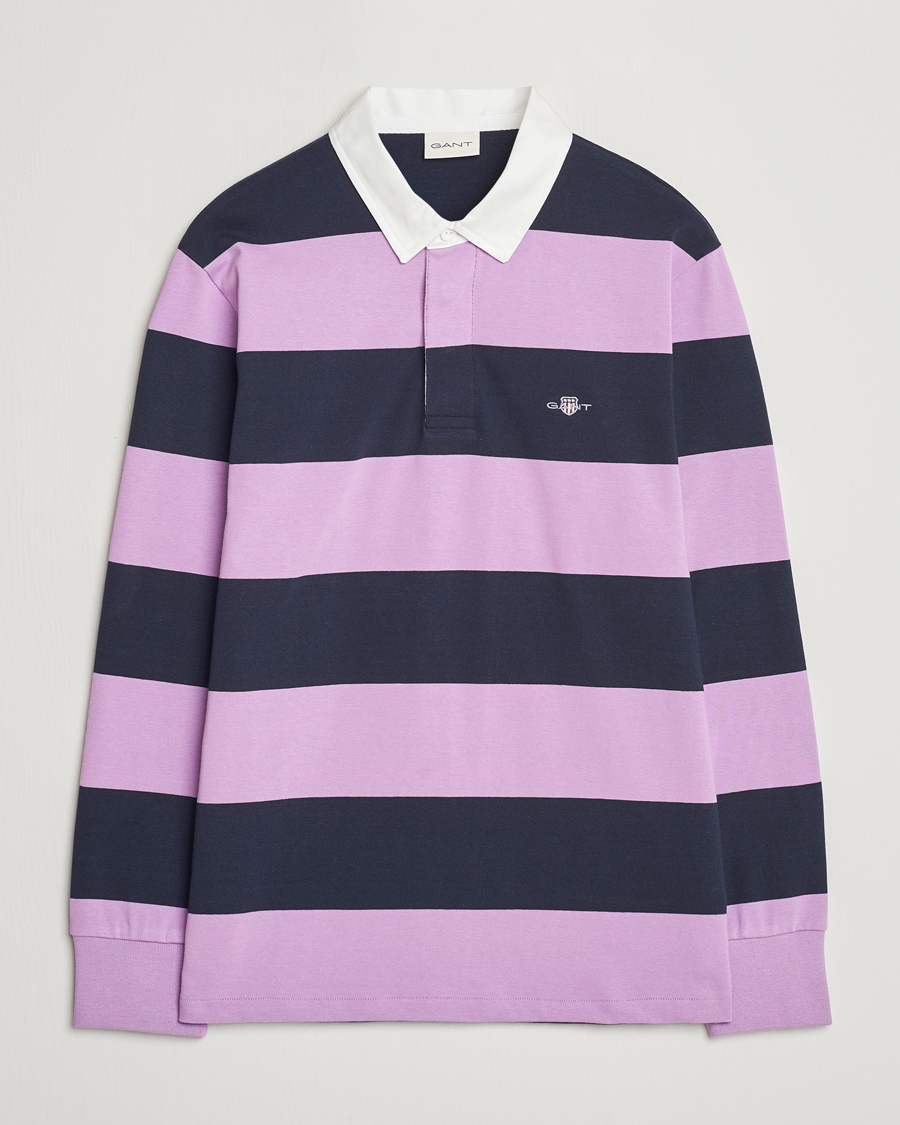 Heren | Truien | GANT | Reg Shield Striped Heavy Rugger Orchid Lilac