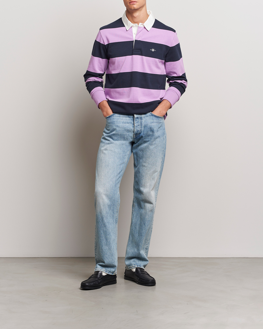 Heren | Truien | GANT | Reg Shield Striped Heavy Rugger Orchid Lilac